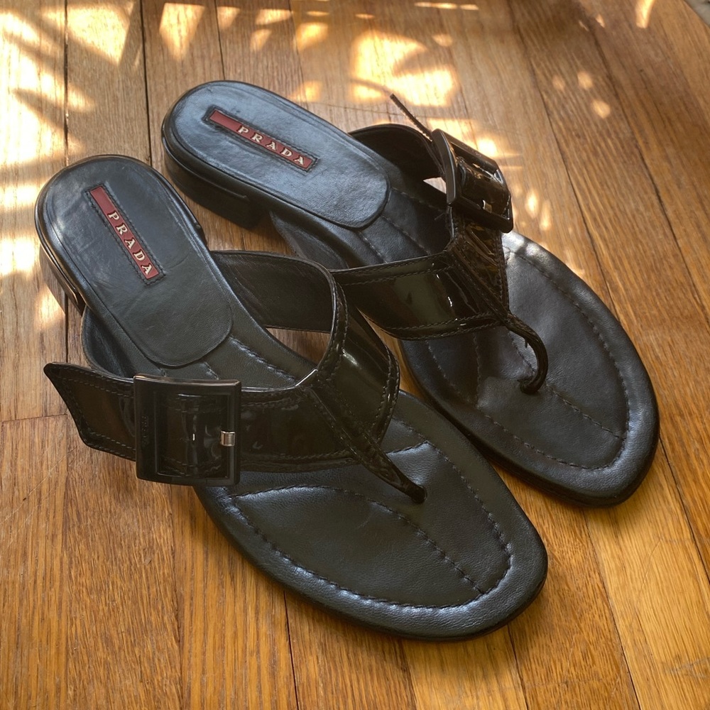 Prada Patent Leather Flip Flip Sandal Size 38 - Picture 2 of 6